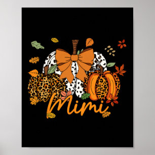 Poster Mimi Thanksgiving Leopard Citrouille Coquette Bow 