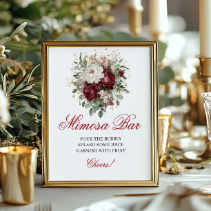 Poster Mimosa Bar Blush Burgundy Floral Sig Sophistiqué