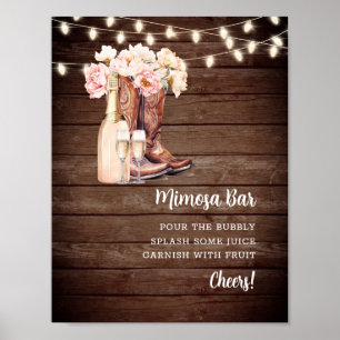 Poster MIMOSA BAR Bottes de cowgirl Fête des mariées Cham