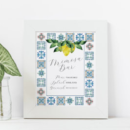 Poster Mimosa Bar Citron bleu et jaune