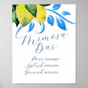 Poster Mimosa Bar Citron bleu et jaune
