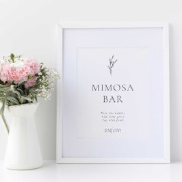 Poster Mimosa Bar Moderne Mariage Élégant Simple