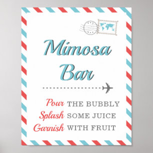 Poster Mimosa Maman-osa Bar Boisson Voyage Avion Fête