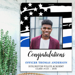 Poster Mince Ligne Bleue Police Officier Parti de Graduat