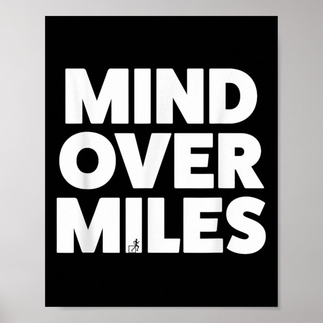 Poster Mind Over Miles - Motivationnel, Funny Running (Devant)