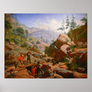 Poster Mineurs dans les sierras - 1851/1852