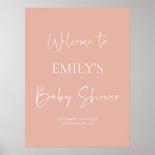 Poster Mini-Blush Pink Baby Shower Welcome Sign (Devant)