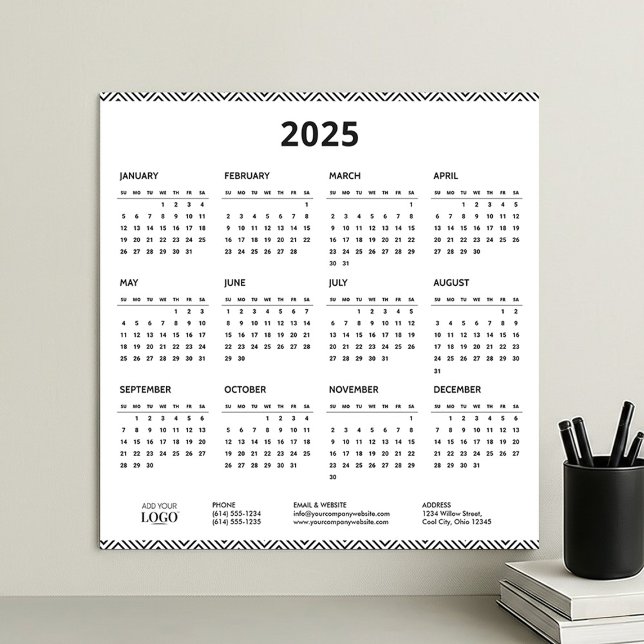 Poster Mini Calendrier 2025 Année complète Logo d'entrepr (Créateur téléchargé)