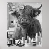 Mini Highland Cow Pink Ruban et produits de beauté