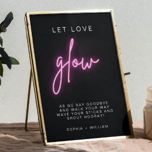 Poster Mini moderne laissez l'amour lumineux signe Mariag