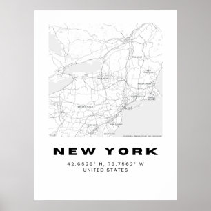 Poster Mini New York Map Art - noir et blanc