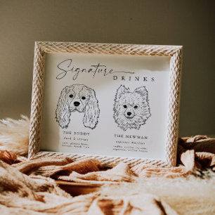 Poster Mini signature chien Boissons Mariage barre pour a