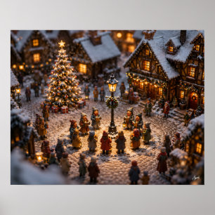 Poster Miniature chanteurs de Noël sur la place