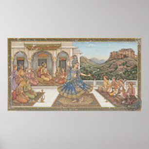 Poster Miniature de cour moghole vintage Art patrimonial 