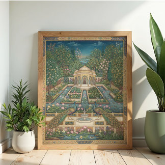 Poster Miniature de paon moghole vintage Art indien