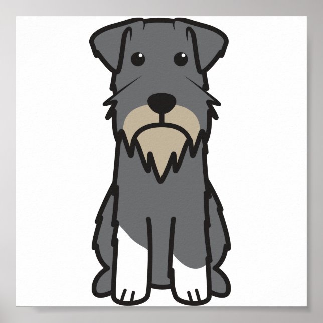 Poster Miniature Schnauzer Dog Cartoon (Devant)