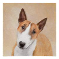 Miniature Taureau Terrier Peinture - Joli Original