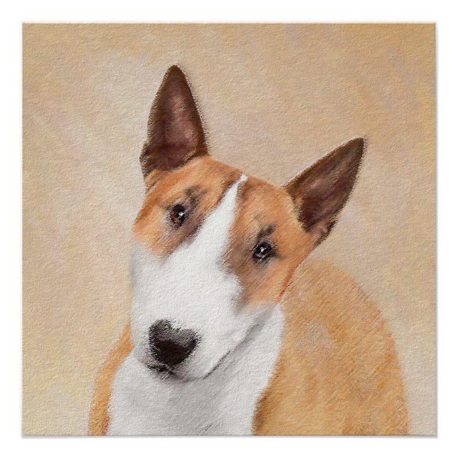 Poster Miniature Taureau Terrier Peinture - Joli Original (Devant)