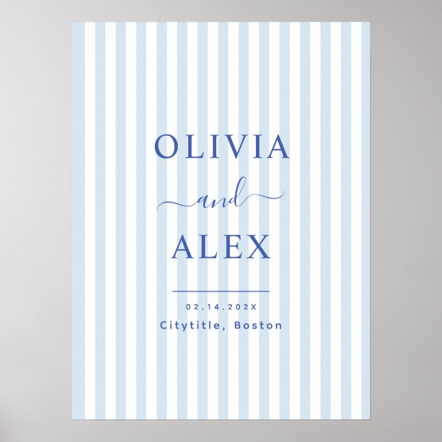 Poster Minimal and Chic Blue French Personalized Wedding (Devant)