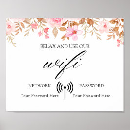 Poster minimal Boho Floral Mariage Wifi