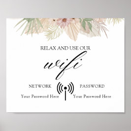 Poster minimal Boho Floral Mariage Wifi