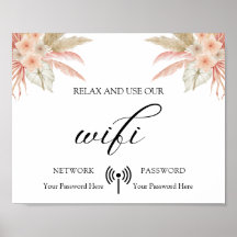 Poster minimal Boho Floral Mariage Wifi