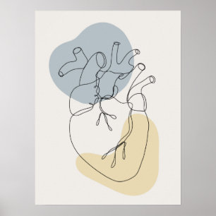 Poster minimal d'anatomie cardiaque abstraite
