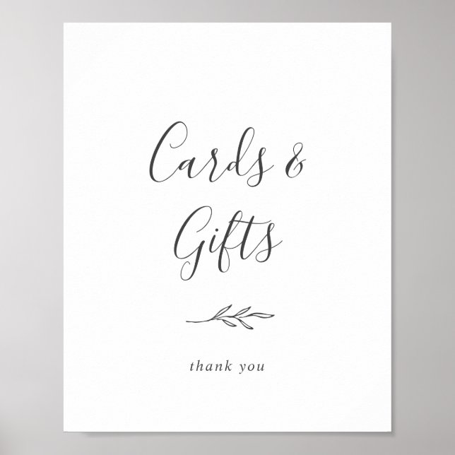 Poster Minimal Feuille | Signe Cartes et Cadeaux Gris Fon (Devant)