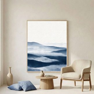 Poster Minimal Indigo Layered Landscape Art