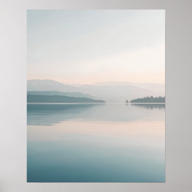 Poster Minimal Lake Reflection Wall Art (Devant)