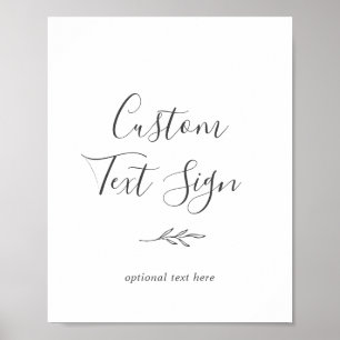 Poster Minimal Leaf   Panneau de texte personnalisé gris 