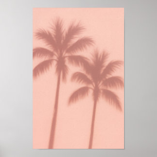 Poster Minimal Palm Tree Shadows – Soft Coral Aesthetic
