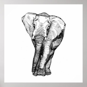 Poster Minimalisme noir et blanc, animaux, original