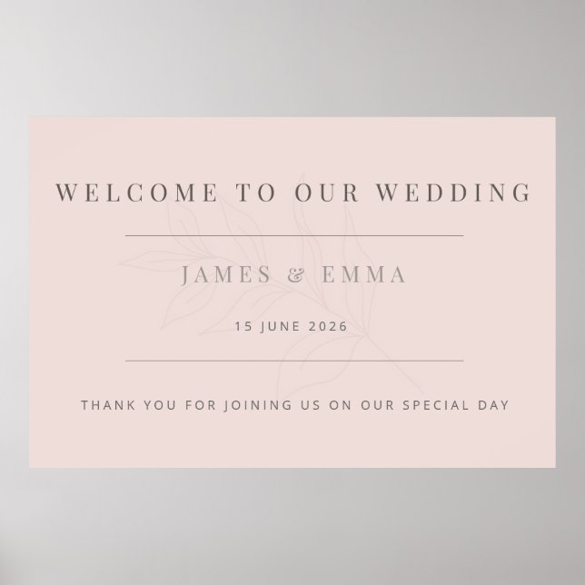 Poster Minimalist Botanical Wedding Warm Blush (Devant)