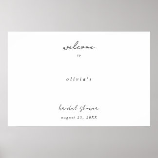 Poster Minimalist Calligraphy Bridal Shower Welcome 
