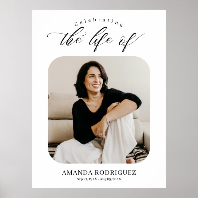 Poster Minimalist Celebration of Life Photo Black&White (Devant)