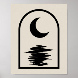 Poster Minimalist Celestial Moon and Water