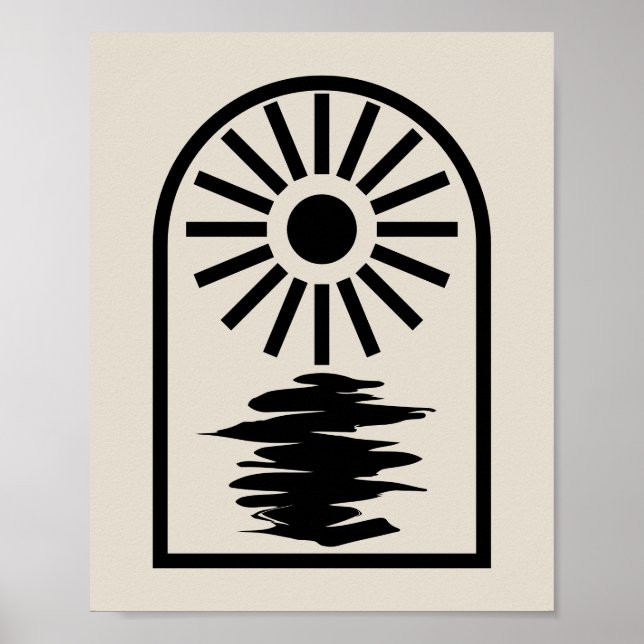 Poster Minimalist Celestial Sun and water (Devant)