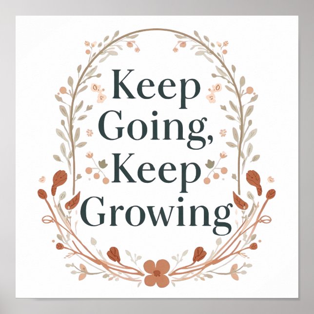 Poster Minimalist Floral Wreath Positive Affirmation (Devant)