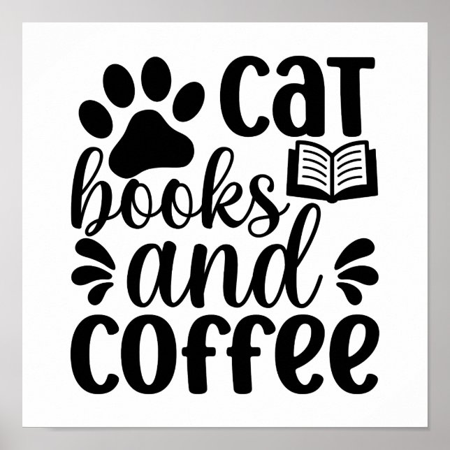 Poster Minimalist Paw Print & Book Graphic Quote (Devant)