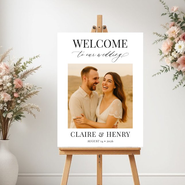 Poster Minimalist Script Photo Wedding Welcome  (Créateur téléchargé)