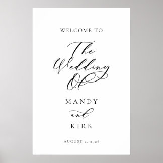 Poster Minimalist Script Wedding Welcome Sign Banner