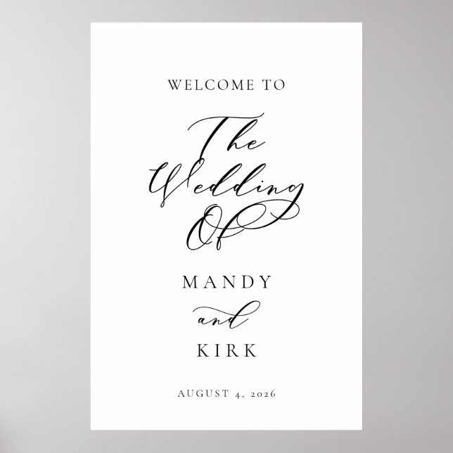 Poster Minimalist Script Wedding Welcome Sign Banner (Devant)