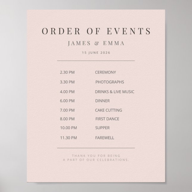 Poster Minimalist Wedding Sign | Warm Blush (Devant)