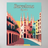 Poster minimaliste d'art Vintage de Barcelone Espa