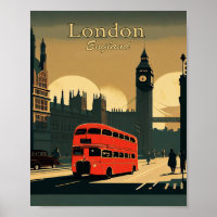 Poster minimaliste d'art Vintage Londres