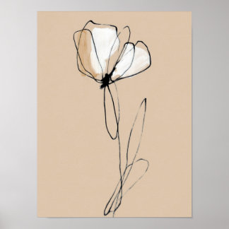 Poster Minimaliste Fleur Art Linéaire | Abstrait Neutre