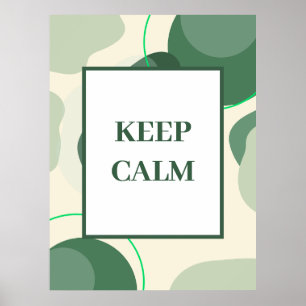 Poster Minimaliste « Keep Calm » Art Abstrait Vert Sauge