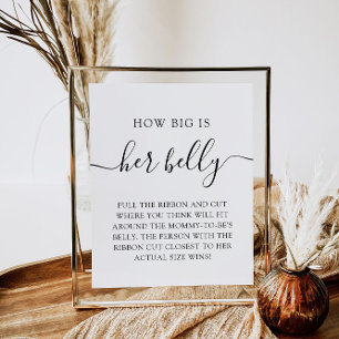 Poster Minimaliste la taille de son ventre Baby shower je