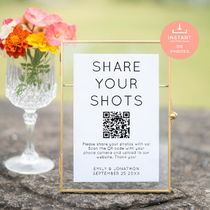 Poster Minimaliste Partagez vos photos Code QR Mariage Si